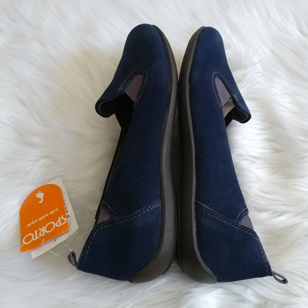 Sporto Navy Suede Extreme Comfort Demi Flats - Picture 5 of 6